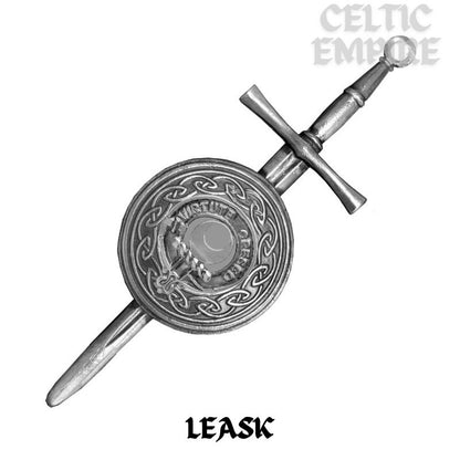 Leask Scottish Family Clan Dirk Shield Kilt Pin