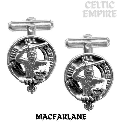 MacFarlane Family Clan Crest Scottish Cufflinks; Pewter, Sterling Silver and Karat Gold