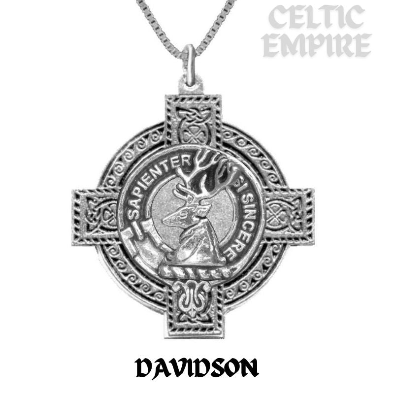 Davidson Family Clan Crest Celtic Cross Pendant Scottish