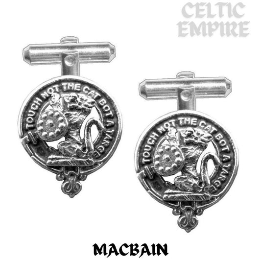 MacBain Family Clan Crest Scottish Cufflinks; Pewter, Sterling Silver and Karat Gold