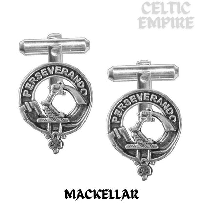 MacKellar Family Clan Crest Scottish Cufflinks; Pewter, Sterling Silver and Karat Gold