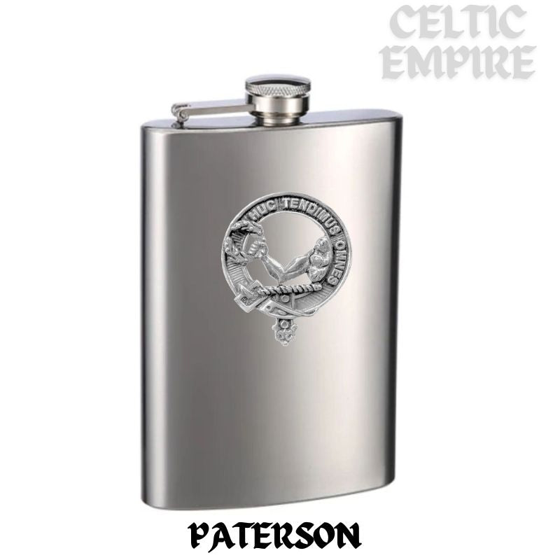 Paterson 8oz Family Clan Crest Scottish Badge Stainless Steel Flask