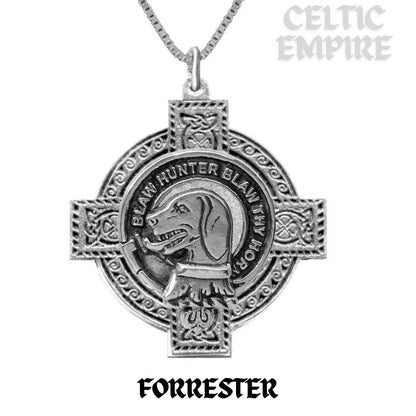 Forrester Family Clan Crest Celtic Cross Pendant Scottish