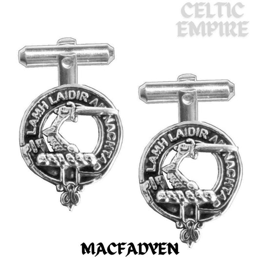 MacFadden Family Clan Crest Scottish Cufflinks; Pewter, Sterling Silver and Karat Gold