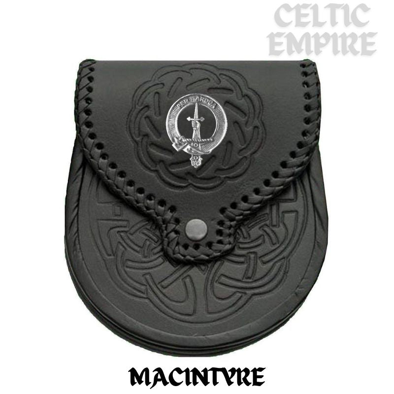 MacIntyre Scottish Family Clan Badge Sporran, Leather