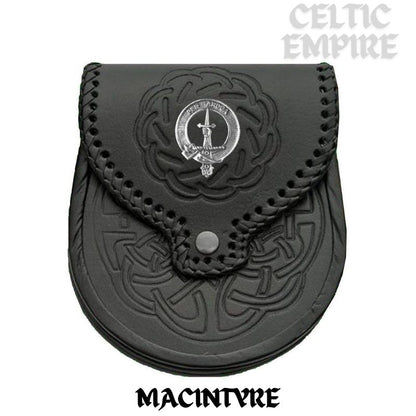 MacIntyre Scottish Family Clan Badge Sporran, Leather