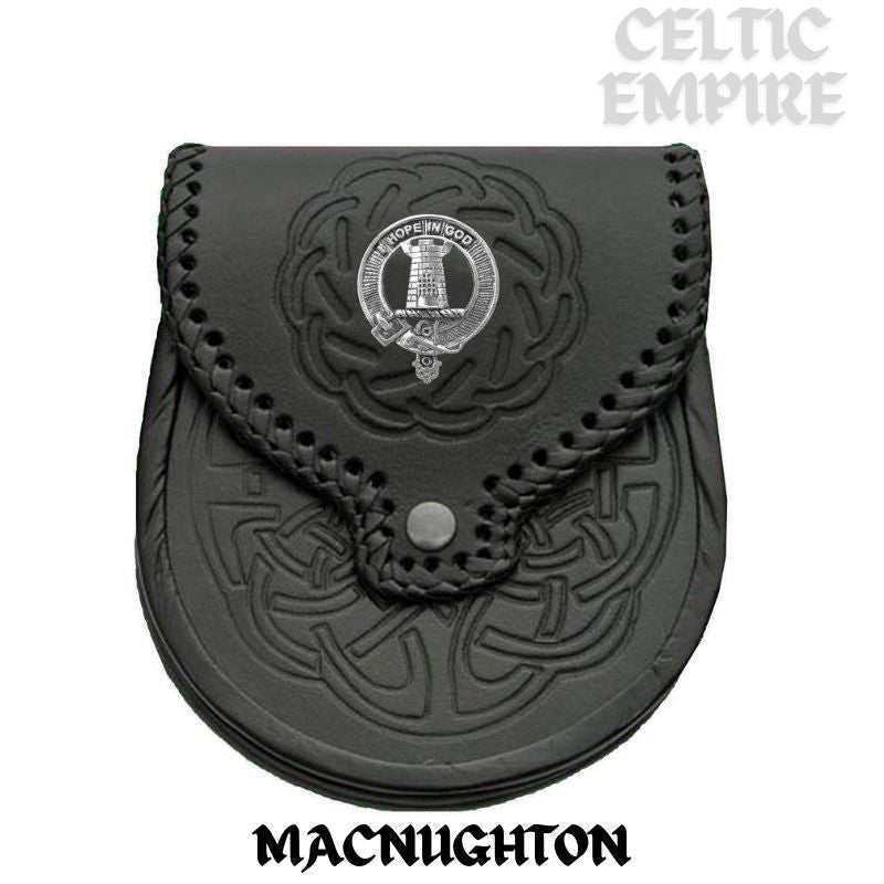 MacNaughton Scottish Family Clan Badge Sporran, Leather