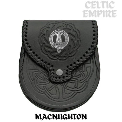 MacNaughton Scottish Family Clan Badge Sporran, Leather