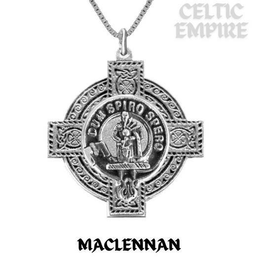 MacLennan Family Clan Crest Celtic Cross Pendant Scottish