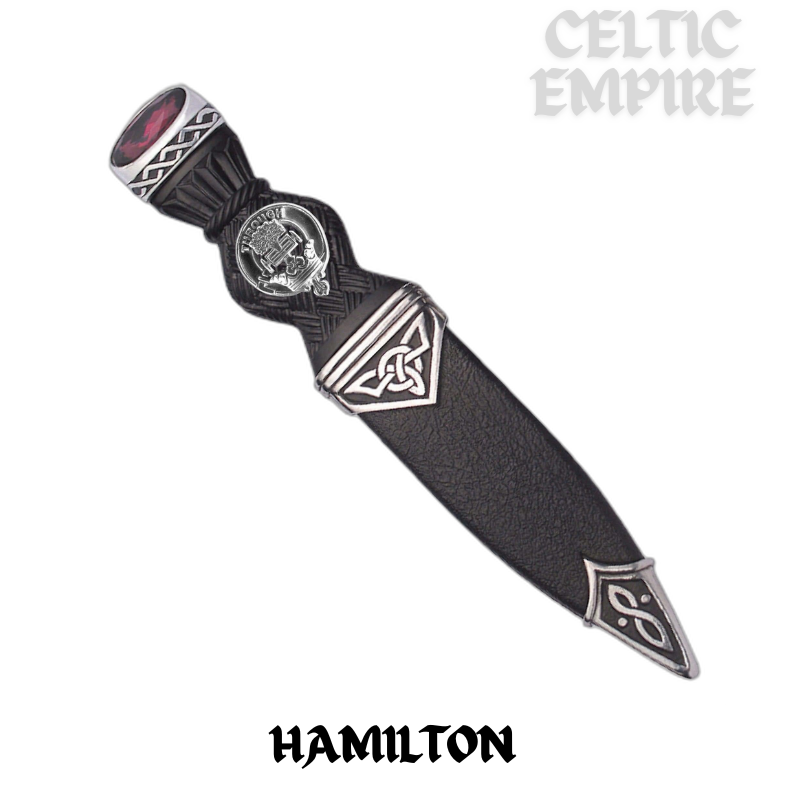 Hamilton Interlace Family Clan Crest Sgian Dubh, Scottish Knife