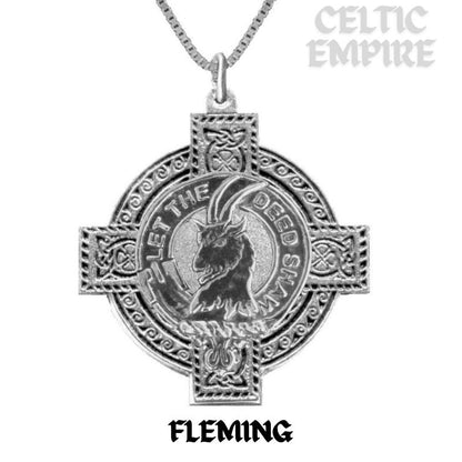 Fleming Family Clan Crest Celtic Cross Pendant Scottish