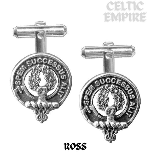 Ross Family Clan Crest Scottish Cufflinks; Pewter, Sterling Silver and Karat Gold