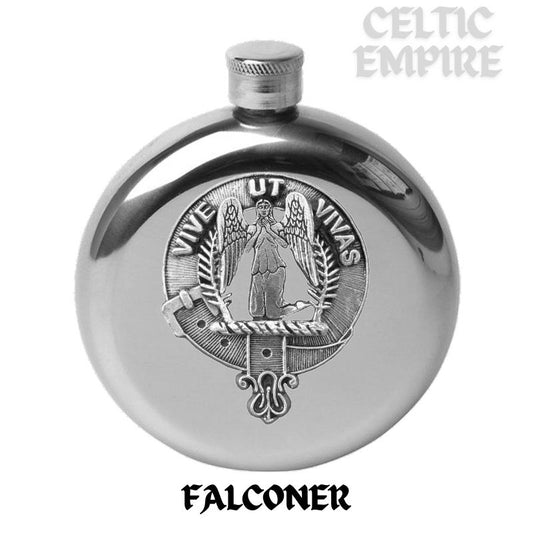 Falconer Round Family Clan Crest Scottish Badge Flask 5oz