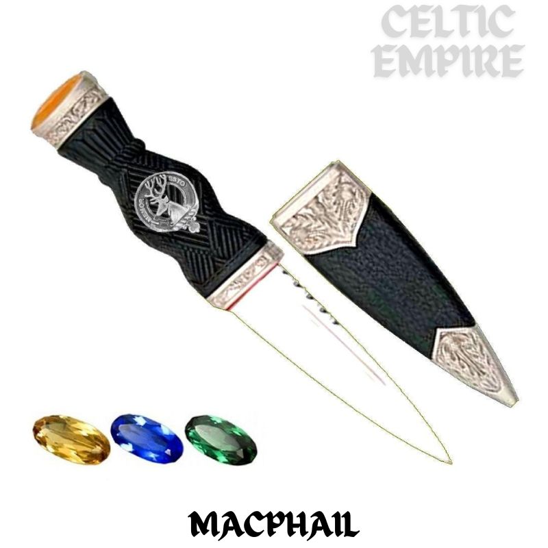 MacPhail Family Clan Crest Sgian Dubh, Scottish Knife