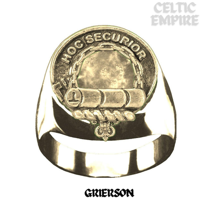 Grierson Scottish Family Clan Crest Ring - Sterling Silver and Karat Gold