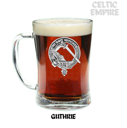 Guthrie Crest Badge Beer Mug, Scottish Glass Tankard