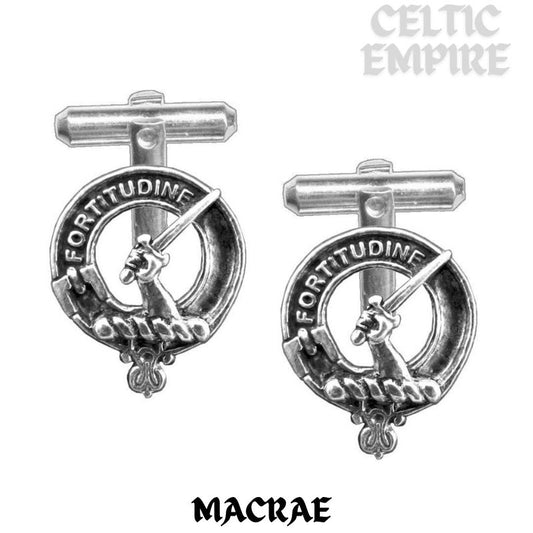 MacRae Family Clan Crest Scottish Cufflinks; Pewter, Sterling Silver and Karat Gold