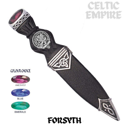 Forsyth Interlace Family Clan Crest Sgian Dubh, Scottish Knife