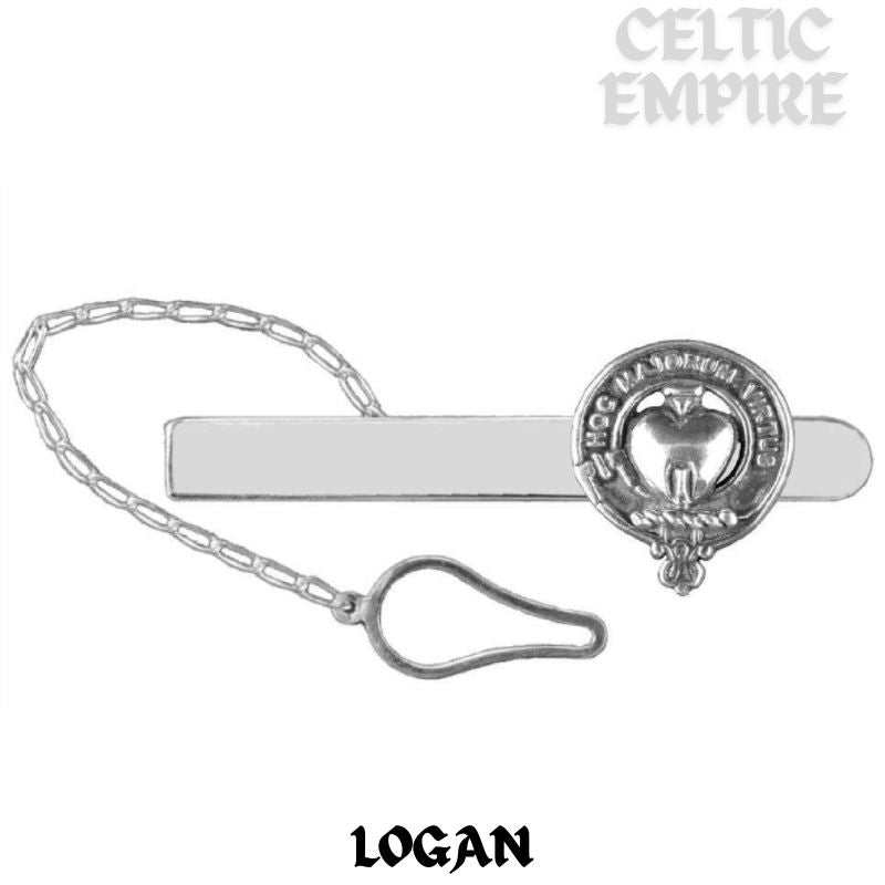 Logan Family Clan Crest Scottish Button Loop Tie Bar Sterling silver