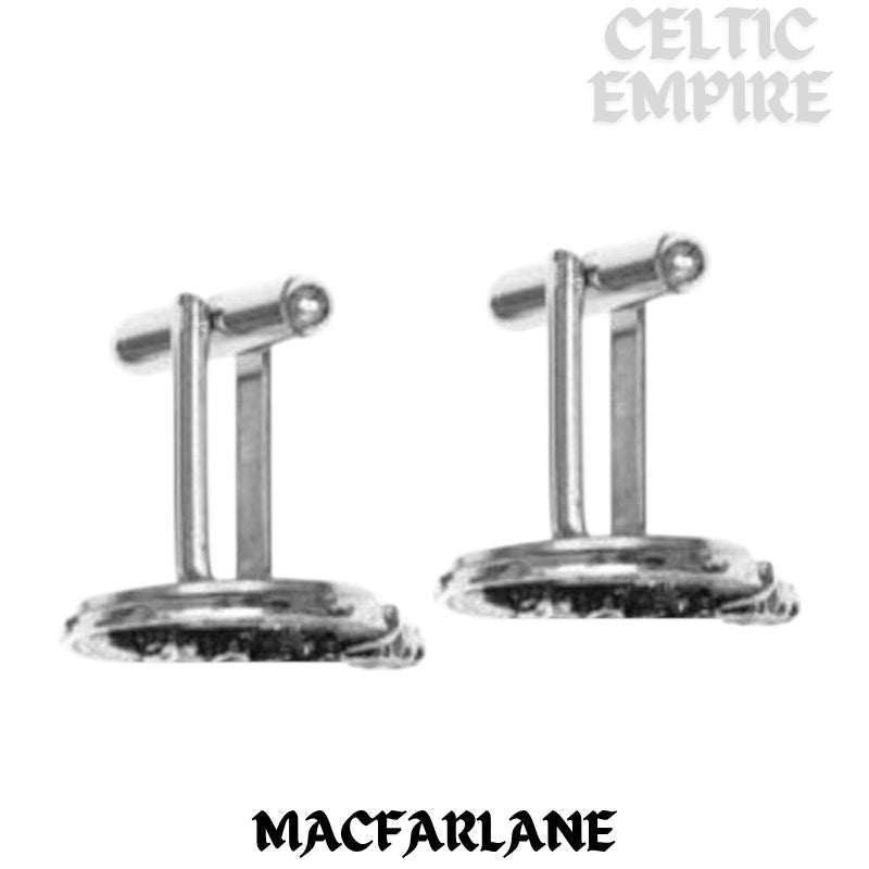 MacFarlane Family Clan Crest Scottish Cufflinks; Pewter, Sterling Silver and Karat Gold