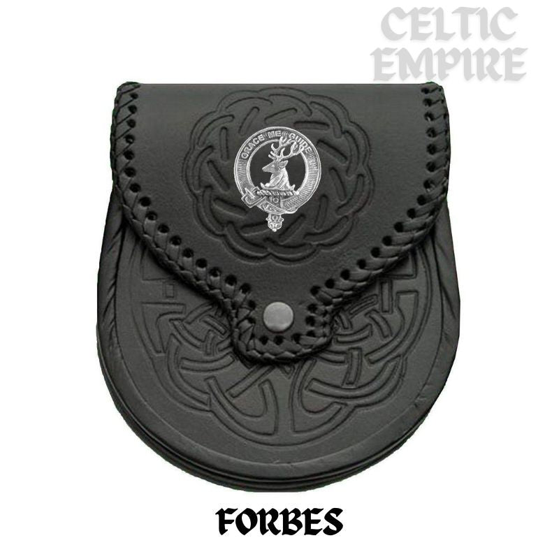 Forbes Scottish Family Clan Badge Sporran, Leather