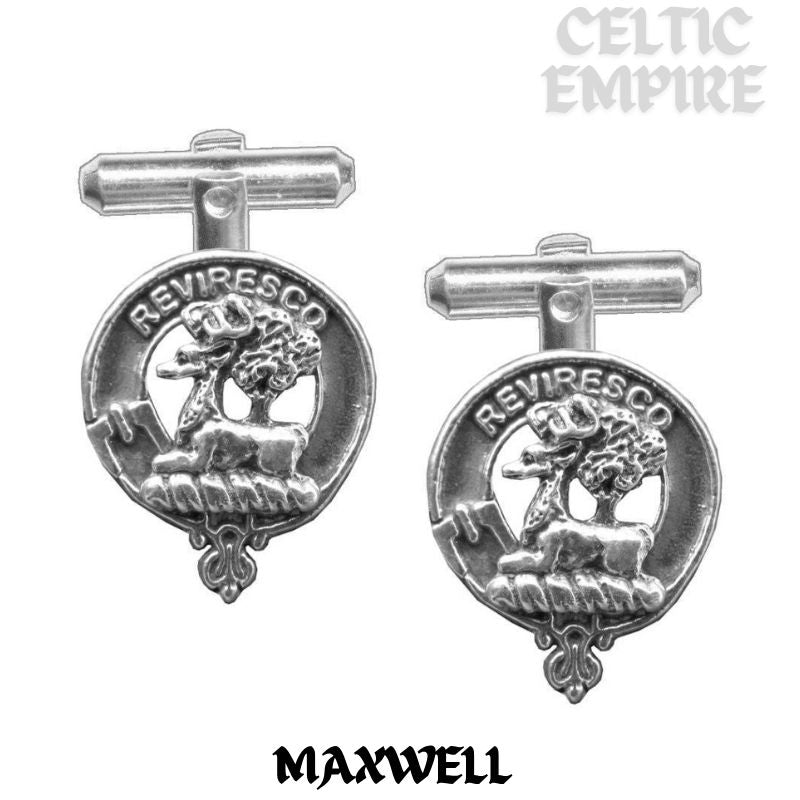 Maxwell Family Clan Crest Scottish Cufflinks; Pewter, Sterling Silver and Karat Gold