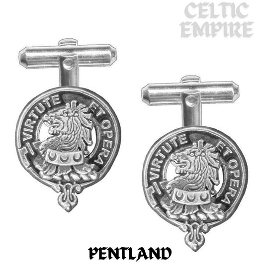 Pentland Family Clan Crest Scottish Cufflinks; Pewter, Sterling Silver and Karat Gold