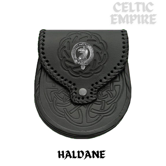 Haldane Scottish Family Clan Badge Sporran, Leather