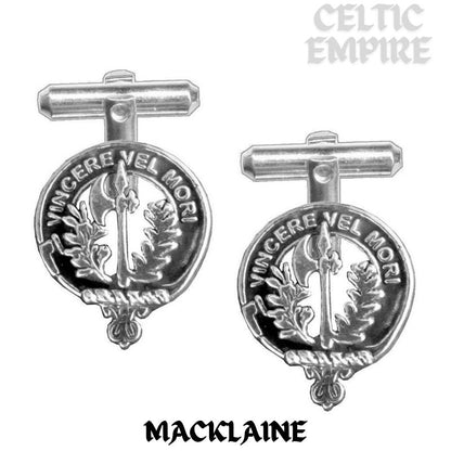 MacLaine Family Clan Crest Scottish Cufflinks; Pewter, Sterling Silver and Karat Gold