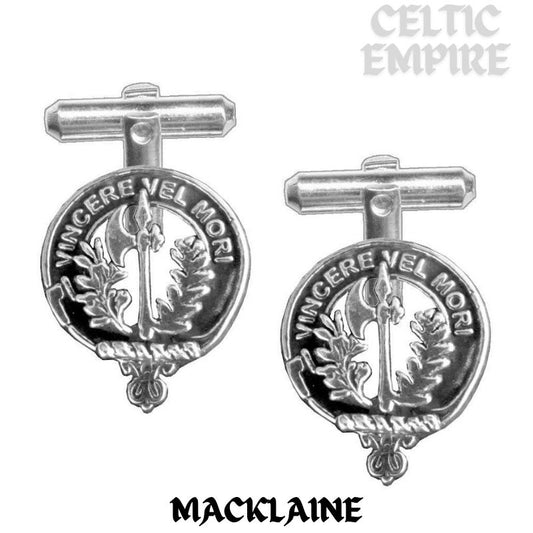 MacLaine Family Clan Crest Scottish Cufflinks; Pewter, Sterling Silver and Karat Gold
