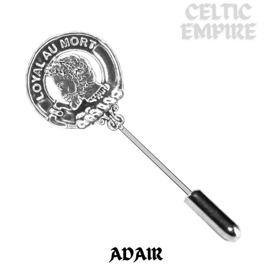 Adair Family Clan Crest Stick or Cravat pin, Sterling Silver
