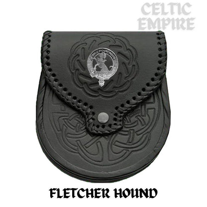 Fletcher (Hound) Scottish Family Clan Badge Sporran, Leather