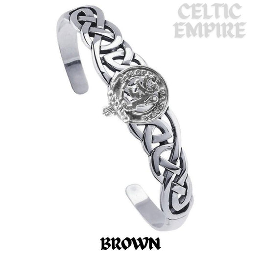 Brown Family Clan Crest Celtic Cuff Bracelet