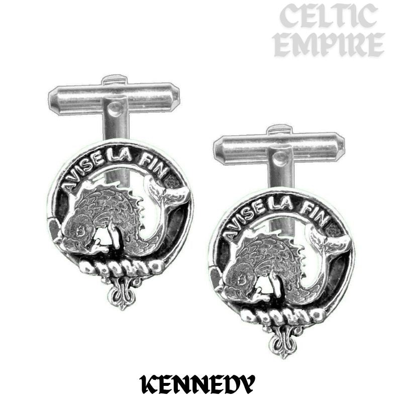Kennedy Family Clan Crest Scottish Cufflinks; Pewter, Sterling Silver and Karat Gold