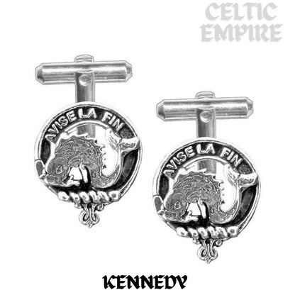Kennedy Family Clan Crest Scottish Cufflinks; Pewter, Sterling Silver and Karat Gold