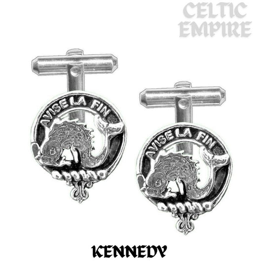 Kennedy Family Clan Crest Scottish Cufflinks; Pewter, Sterling Silver and Karat Gold