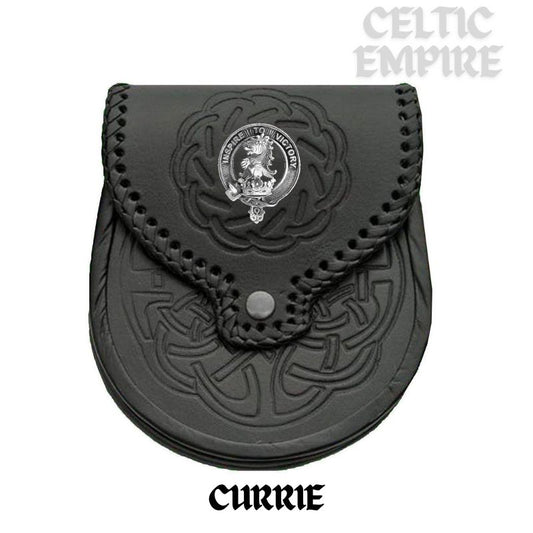 Currie Scottish Family Clan Badge Sporran, Leather