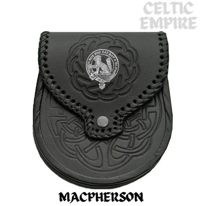 MacPherson Scottish Family Clan Badge Sporran, Leather