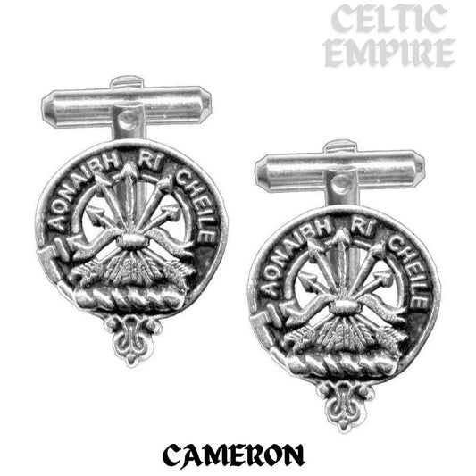 Cameron Family Clan Crest Scottish Cufflinks; Pewter, Sterling Silver and Karat Gold