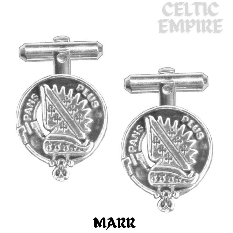 Marr Family Clan Crest Scottish Cufflinks; Pewter, Sterling Silver and Karat Gold
