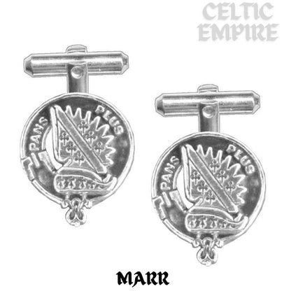 Marr Family Clan Crest Scottish Cufflinks; Pewter, Sterling Silver and Karat Gold