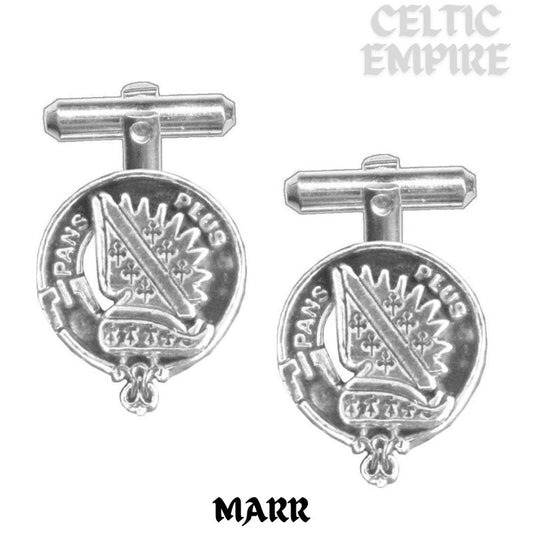 Marr Family Clan Crest Scottish Cufflinks; Pewter, Sterling Silver and Karat Gold