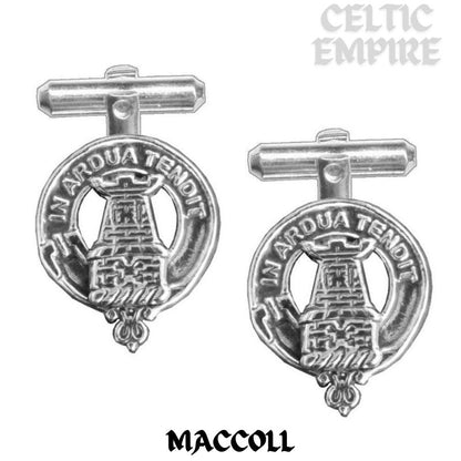 MacColl Family Clan Crest Scottish Cufflinks; Pewter, Sterling Silver and Karat Gold