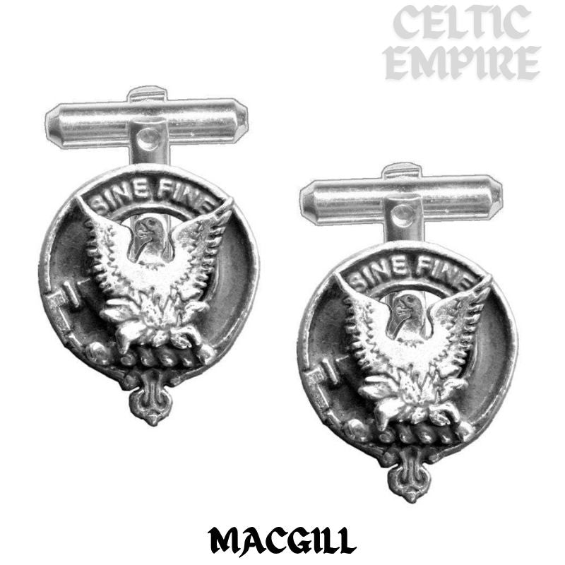 MacGill Family Clan Crest Scottish Cufflinks; Pewter, Sterling Silver and Karat Gold
