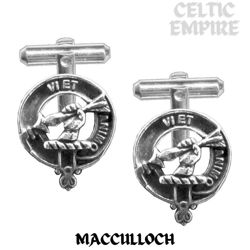 MacCulloch Family Clan Crest Scottish Cufflinks; Pewter, Sterling Silver and Karat Gold