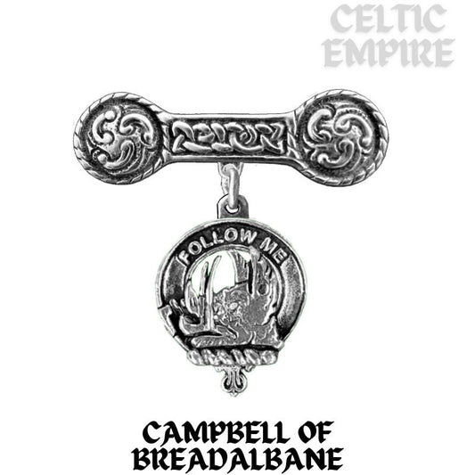 Campbell (Breadalbane) Family Clan Crest Iona Bar Brooch - Sterling Silver
