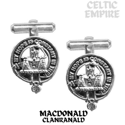 MacDonald (Family Clanranald) Family Clan Crest Scottish Cufflinks; Pewter, Sterling Silver and Karat Gold
