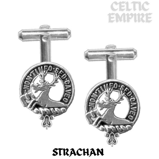 Strachan Family Clan Crest Scottish Cufflinks; Pewter, Sterling Silver and Karat Gold