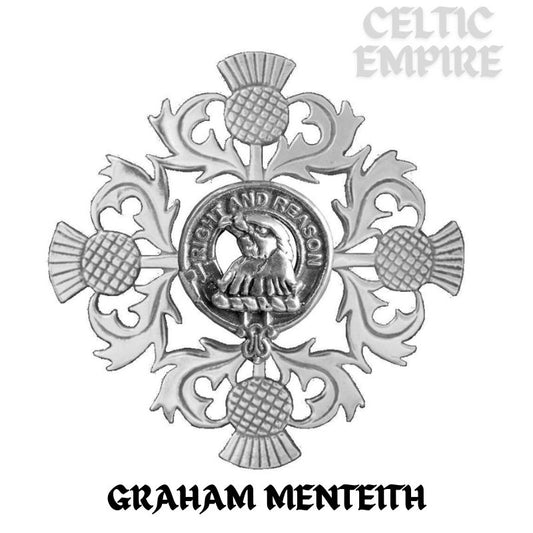 Graham (Menteith) Family Clan Crest Scottish Four Thistle Brooch