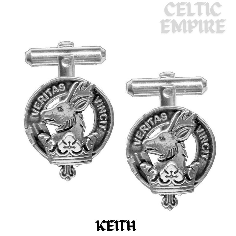 Keith Family Clan Crest Scottish Cufflinks; Pewter, Sterling Silver and Karat Gold